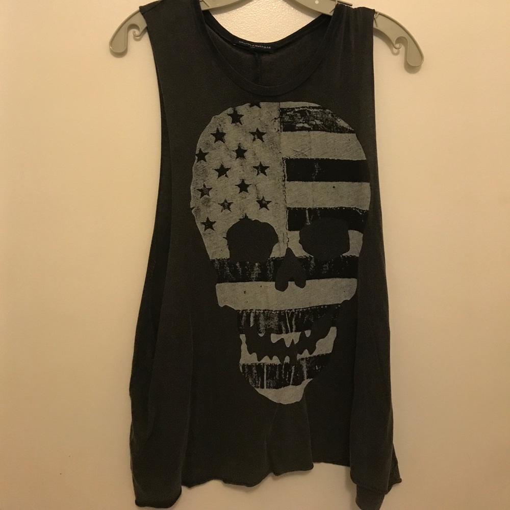 Brandy Melville American Flag Skull Muscle Tee